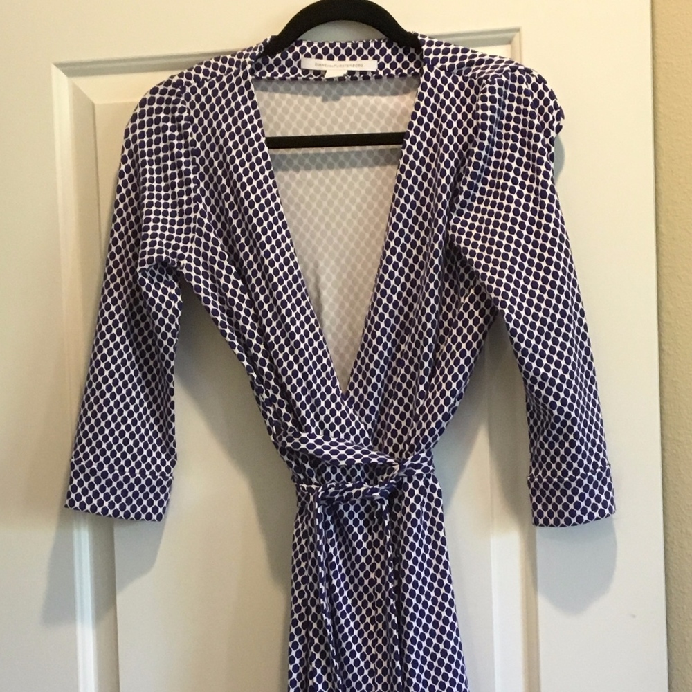 DVF Blue New Julian Two Mini Wrap Dress